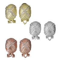 Brass Earring Stud Component, plated, with loop & micro pave cubic zirconia 0.75mm Approx 2mm 