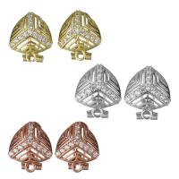 Brass Earring Stud Component, plated, with loop & micro pave cubic zirconia 0.75mm Approx 2mm 