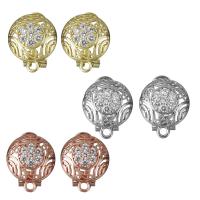 Brass Earring Stud Component, plated, with loop & micro pave cubic zirconia 0.75mm Approx 2mm 