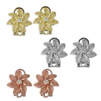 Brass Earring Stud Component, plated, with loop & micro pave cubic zirconia 0.75mm Approx 2mm 