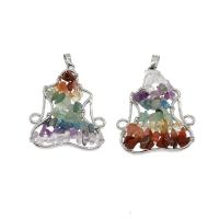 Gemstone Pendantifs en laiton, pierre gemme, avec laiton, Placage de couleur platine Environ 2mm, Vendu par PC