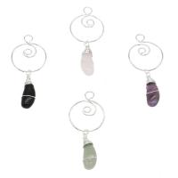 Gemstone Pendantifs en laiton, pierre gemme, avec laiton, Placage de couleur platine, différents matériaux pour le choix Environ 5mm, Vendu par PC