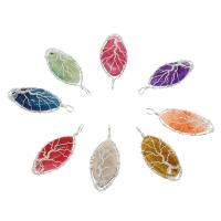 Gemstone Pendantifs en laiton, pierre gemme, avec laiton, Placage de couleur argentée, envoyé au hasard Environ 5mm, Vendu par PC