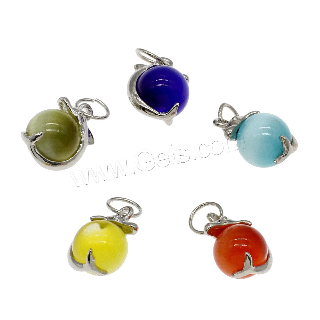 Colgantes de Ojo de Gato, con metal, chapado en color de platina, diverso tamaño para la opción, más colores para la opción, agujero:aproximado 2mm, Vendido por UD