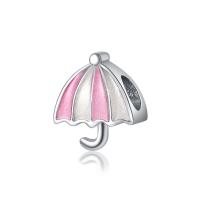 Enamel Zinc Alloy European Beads, Umbrella, silver color plated 10-15mm Approx 4-4.5mm 