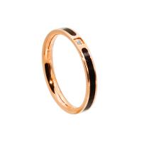 Titanium Steel Finger Ring, rose gold color plated, Unisex & epoxy gel & with rhinestone 