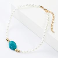 Collier turquoise en alliage de Zinc , avec turquoise & perle de plastique, Placage, bijoux de mode & pour femme, 20mm Environ 15.78 pouce, Vendu par brin