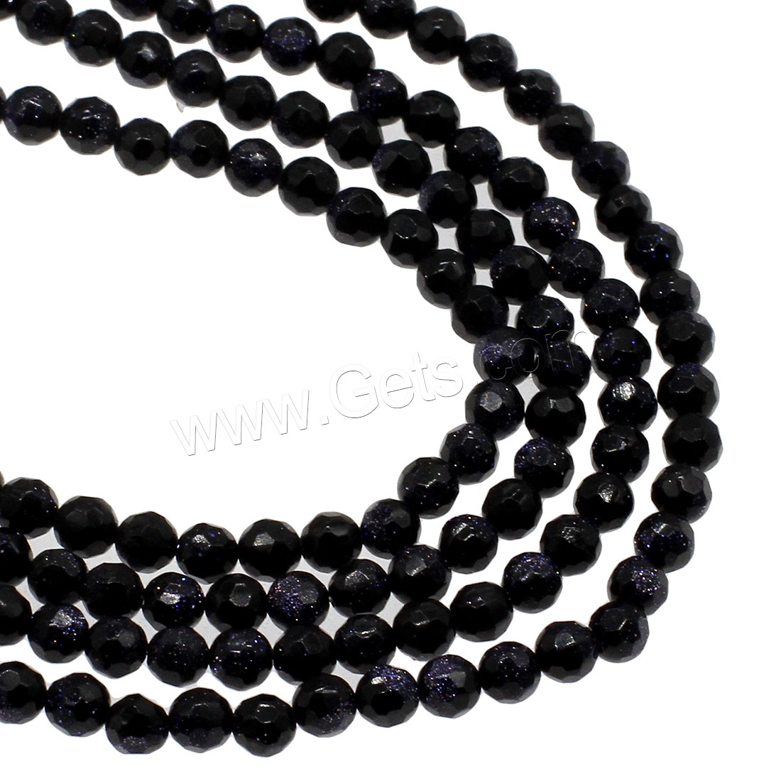 Blue Goldstone Beads, Round, different size for choice & faceted, black, Hole:Approx 0.5mm, Sold By Strand