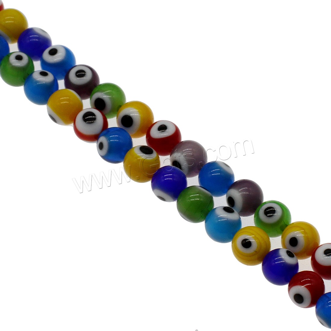 Perles de Murano Evil Eye, chalumeau, Rond, motif de mauvais œil & normes différentes pour le choix, couleurs mélangées, Trou:Environ 1mm, Vendu par brin