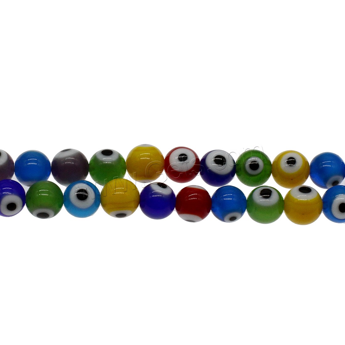 Evil Eye Lampwork Beads, Round, evil eye pattern & different size for choice, mixed colors, Hole:Approx 1mm, Sold By Strand