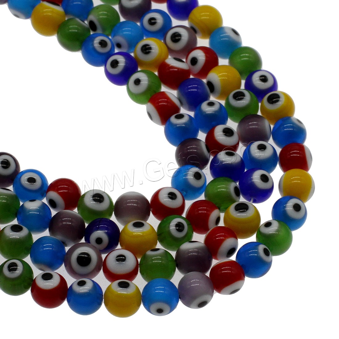 Evil Eye Lampwork Beads, Round, evil eye pattern & different size for choice, mixed colors, Hole:Approx 1mm, Sold By Strand