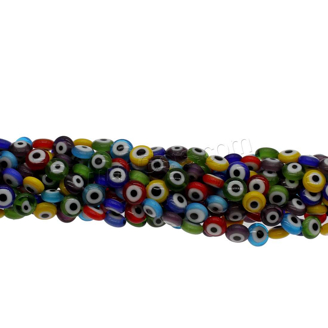 Evil Eye Lampwork Beads, Flat Round, evil eye pattern & different size for choice, mixed colors, Hole:Approx 0.8mm, Sold By Strand