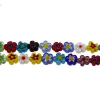 Millefiori Lampwork Бусины, Форма цветка, смешанная картина, 11*3mm, отверстие:Приблизительно 0.5mm, Приблизительно 34ПК/Strand, продается Strand