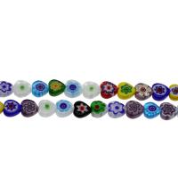 Millefiori Lampwork Бусины, Форма плоского сердца, смешанная картина & разный размер для выбора, отверстие:Приблизительно 0.5mm, продается Strand