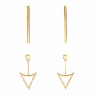 Zinc Alloy Split Earring, stainless steel post pin, gold color plated, 2 pieces & detachable & for woman, 30*2mm,37*19mm 