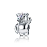 Enamel Zinc Alloy European Beads, Bear, silver color plated, 10-15mm Approx 4-4.5mm 