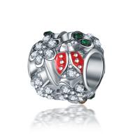 Enamel Zinc Alloy European Beads, silver color plated, with rhinestone, 10-15mm Approx 4-4.5mm 