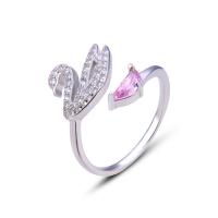 925er Sterling Silber Manschette Fingerring, Schwan, plattiert, Micro pave Zirkonia & für Frau, keine, 1.7mm, Größe:5, verkauft von PC