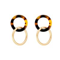 Acetate Drop Earring, with Acrylic, stainless steel post pin, Donut, fashion jewelry & for woman, 33*20mm 