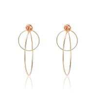 Zinc Alloy Split Earring, stainless steel post pin, gold color plated, detachable & for woman & with rhinestone, 52*45mm 