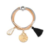 Moda pulseras de la aleación de Zinc, con Perlas de plástico ABS & Nylón, chapado, para mujer & 3-aro, longitud:aproximado 7.2 Inch, Vendido por Sarta