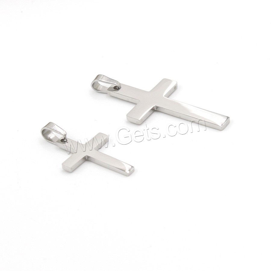 Edelstahl Kreuz Anhänger, poliert, verschiedene Größen vorhanden, keine, Bohrung:ca. 1.5mm, 10PCs/Tasche, verkauft von Tasche