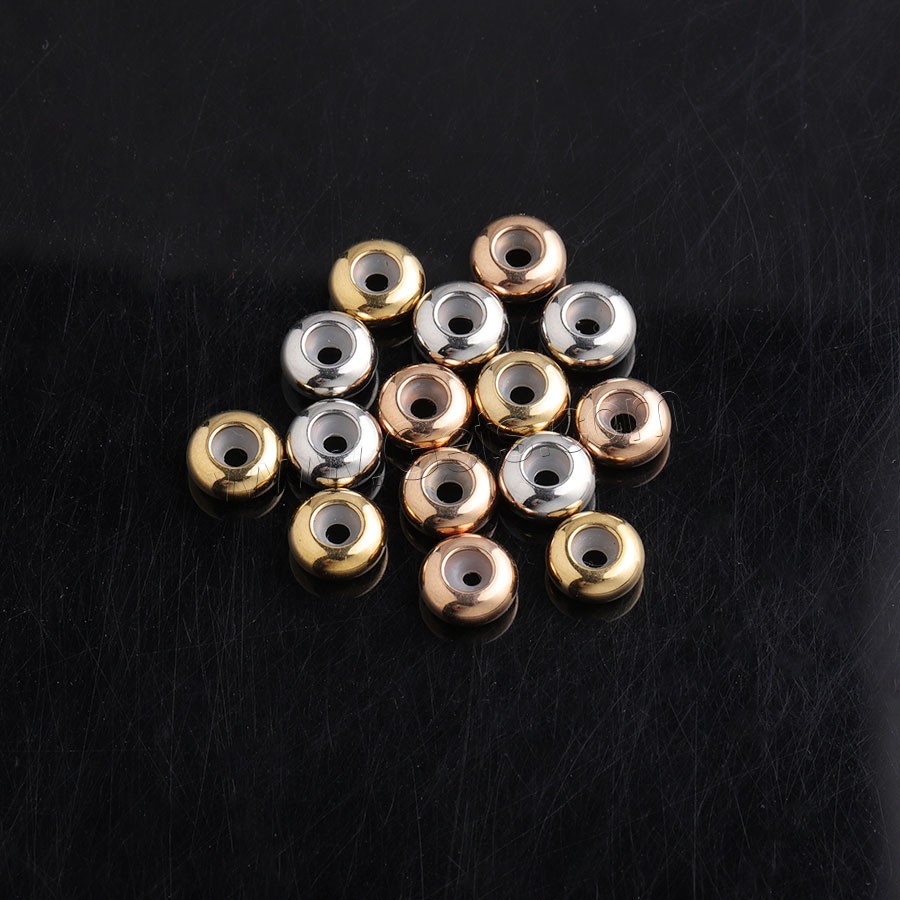 Edelstahl Positionierung Bead, rund, poliert, verschiedene Größen vorhanden, keine, Bohrung:ca. 1mm, 50PCs/Tasche, verkauft von Tasche