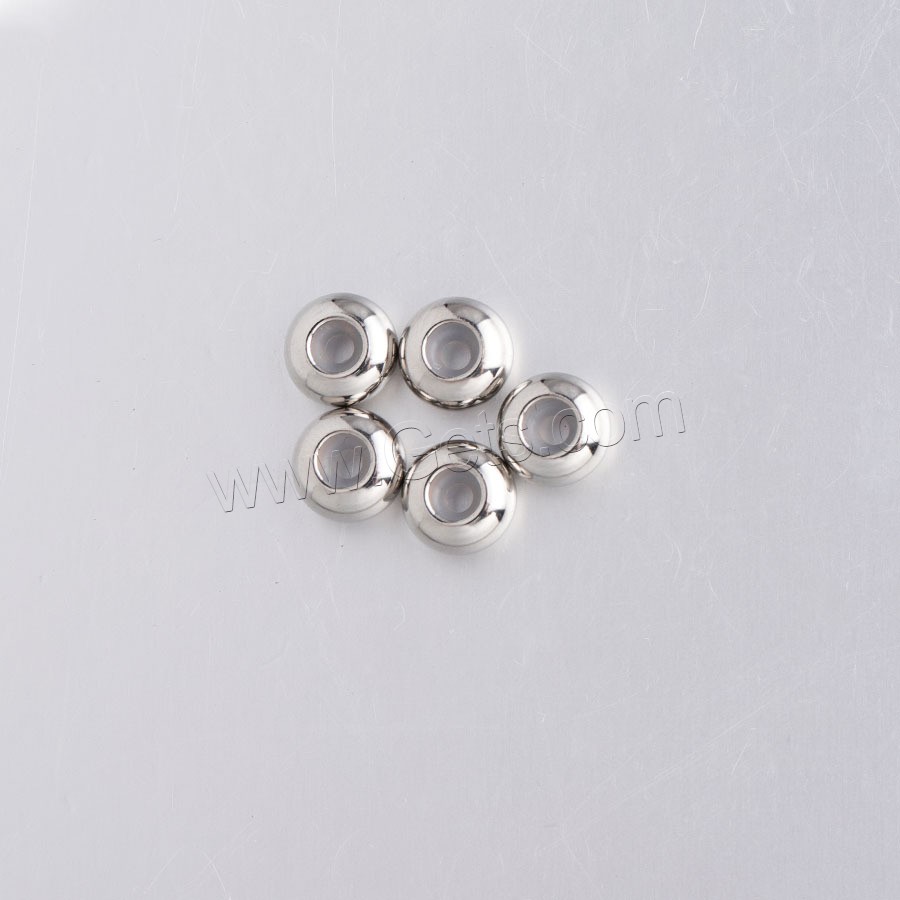 Edelstahl Positionierung Bead, rund, poliert, verschiedene Größen vorhanden, keine, Bohrung:ca. 1mm, 50PCs/Tasche, verkauft von Tasche