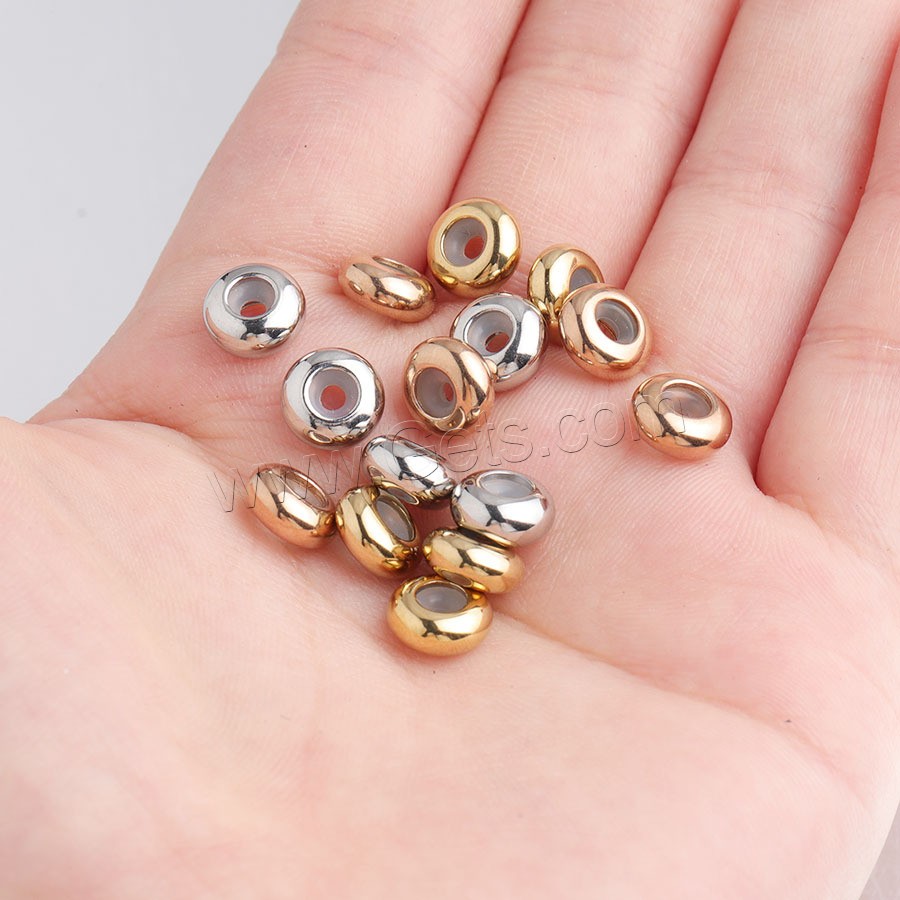 Edelstahl Positionierung Bead, rund, poliert, verschiedene Größen vorhanden, keine, Bohrung:ca. 1mm, 50PCs/Tasche, verkauft von Tasche