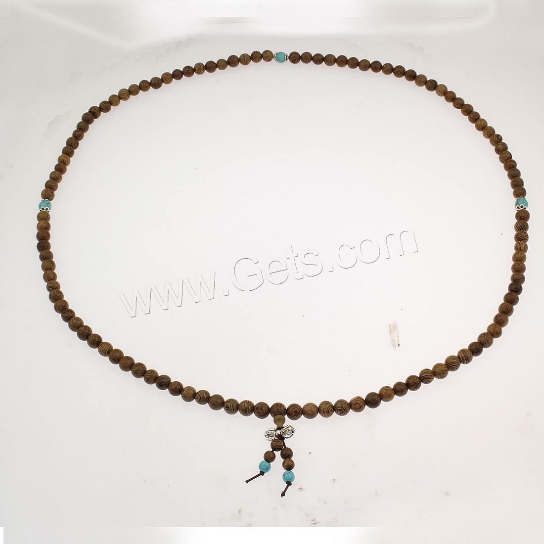 108 perles de Mala, Poulet Wingwood, avec fil élastique & turquoise synthétique & alliage de zinc, Plaqué de couleur d'argent, bijoux bouddhiste & normes différentes pour le choix & 4 brins, 108PC/brin, Vendu par brin