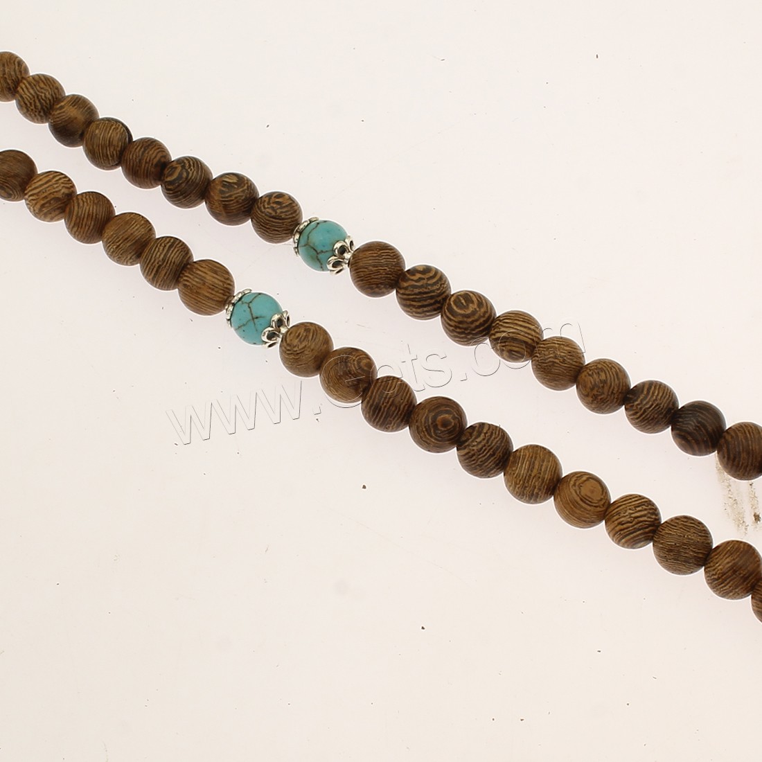 108 perles de Mala, Poulet Wingwood, avec fil élastique & turquoise synthétique & alliage de zinc, Plaqué de couleur d'argent, bijoux bouddhiste & normes différentes pour le choix & 4 brins, 108PC/brin, Vendu par brin