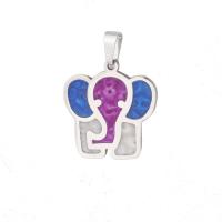 Stainless Steel Animal Pendants, Elephant, enamel, multi-colored 