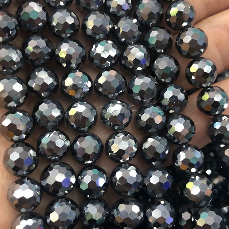 Terahertz Stone Beads, Round, polished, DIY & different size for choice & faceted, silver color, Length:Approx 15 Inch, Sold By Strand