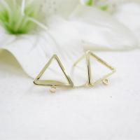 Brass Earring Stud Component, Triangle, gold color plated, with loop & smooth, 12mmuff0c10mmuff0c0.7mm Approx 2mm 