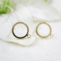 Brass Earring Stud Component, Donut, gold color plated, with loop & smooth, 10mmuff0c0.7mm Approx 2mm 