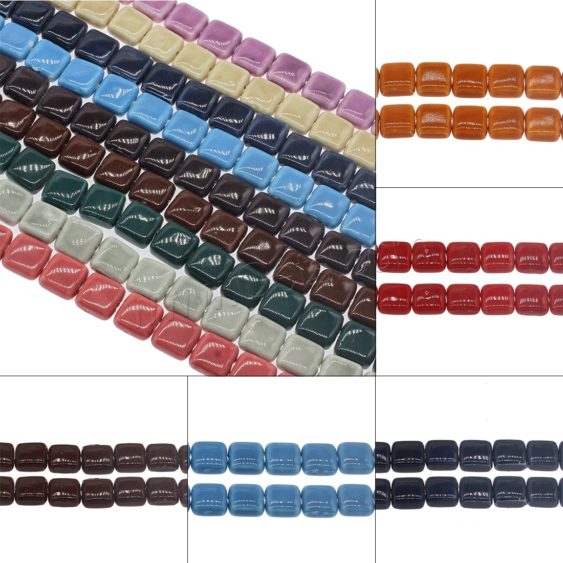 Revestimiento Porcelana bolas, Squaredelle, diverso tamaño para la opción, más colores para la opción, agujero:aproximado 2.2mm, aproximado 200PCs/Bolsa, Vendido por Bolsa