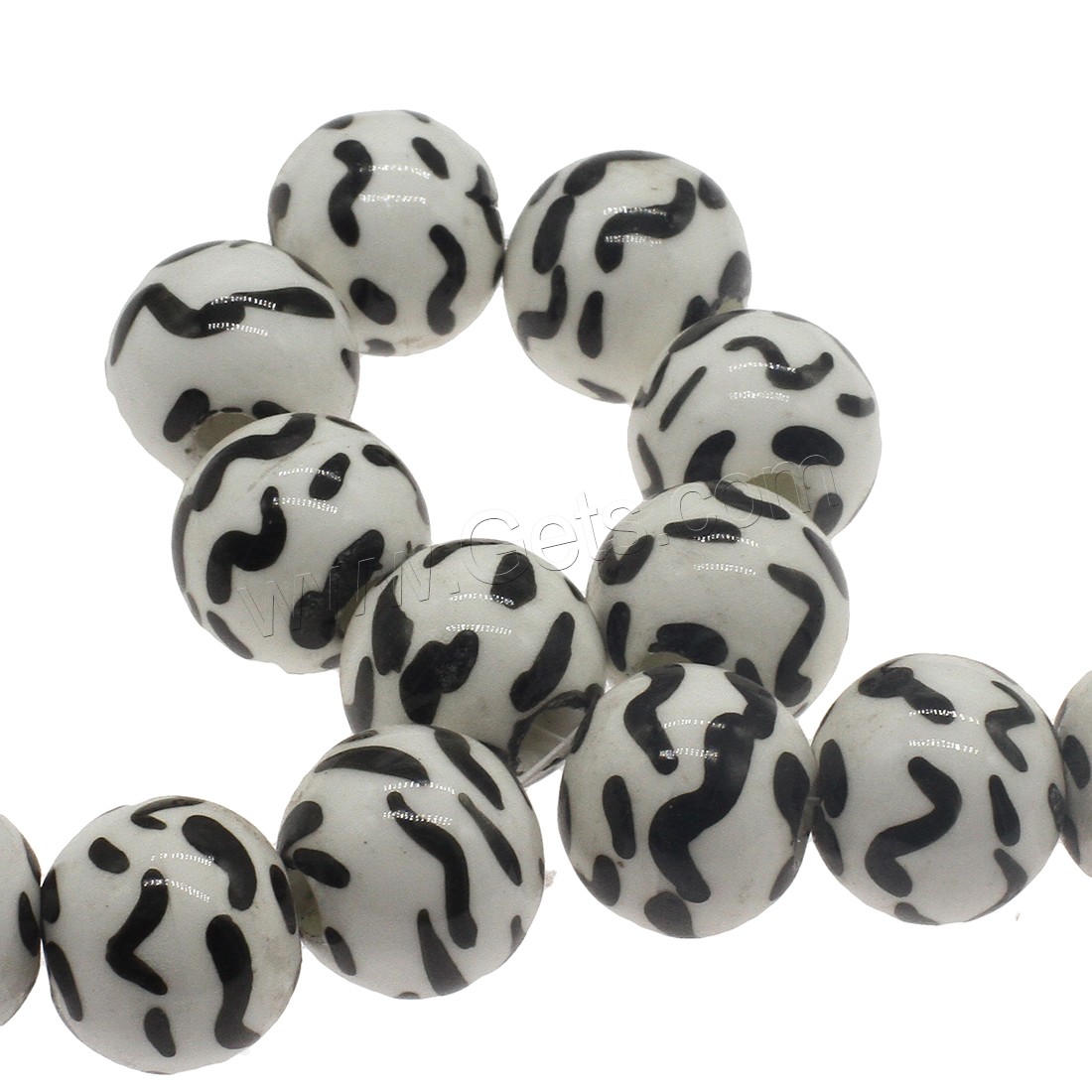 Revestimiento Porcelana bolas, Esférico, diverso tamaño para la opción & agujero largo, en blanco y negro, agujero:aproximado 4.8mm, aproximado 200PCs/Bolsa, Vendido por Bolsa