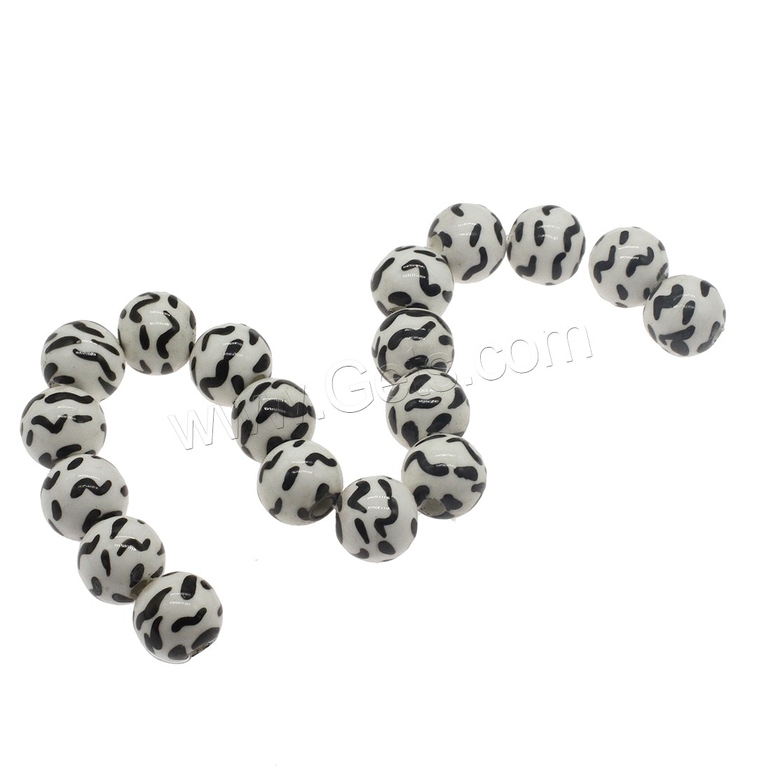 Revestimiento Porcelana bolas, Esférico, diverso tamaño para la opción & agujero largo, en blanco y negro, agujero:aproximado 4.8mm, aproximado 200PCs/Bolsa, Vendido por Bolsa