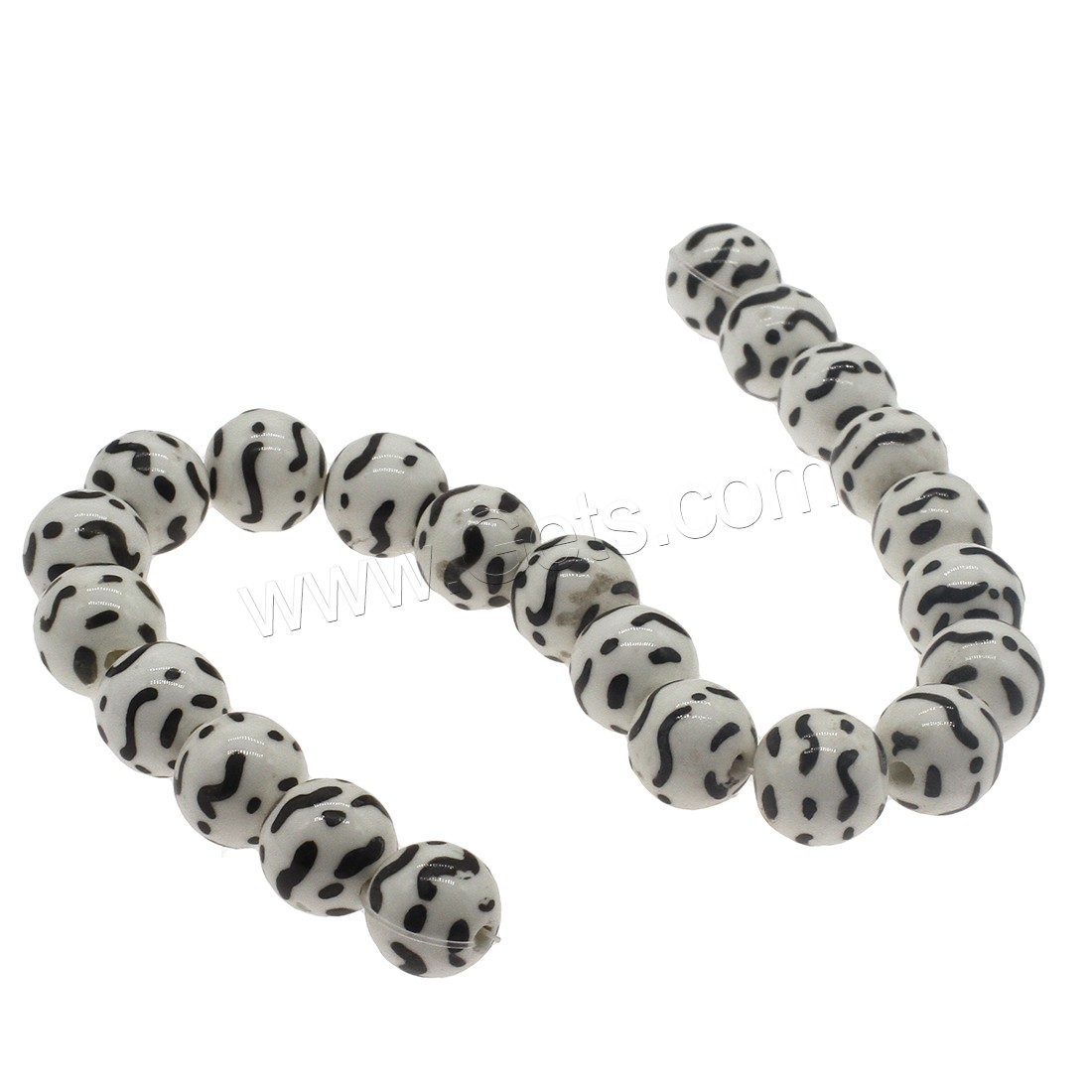 Porcelain Bead, Round, different size for choice, white and black, Hole:Approx 2.6mm, Approx 200PCs/Bag, Sold By Bag