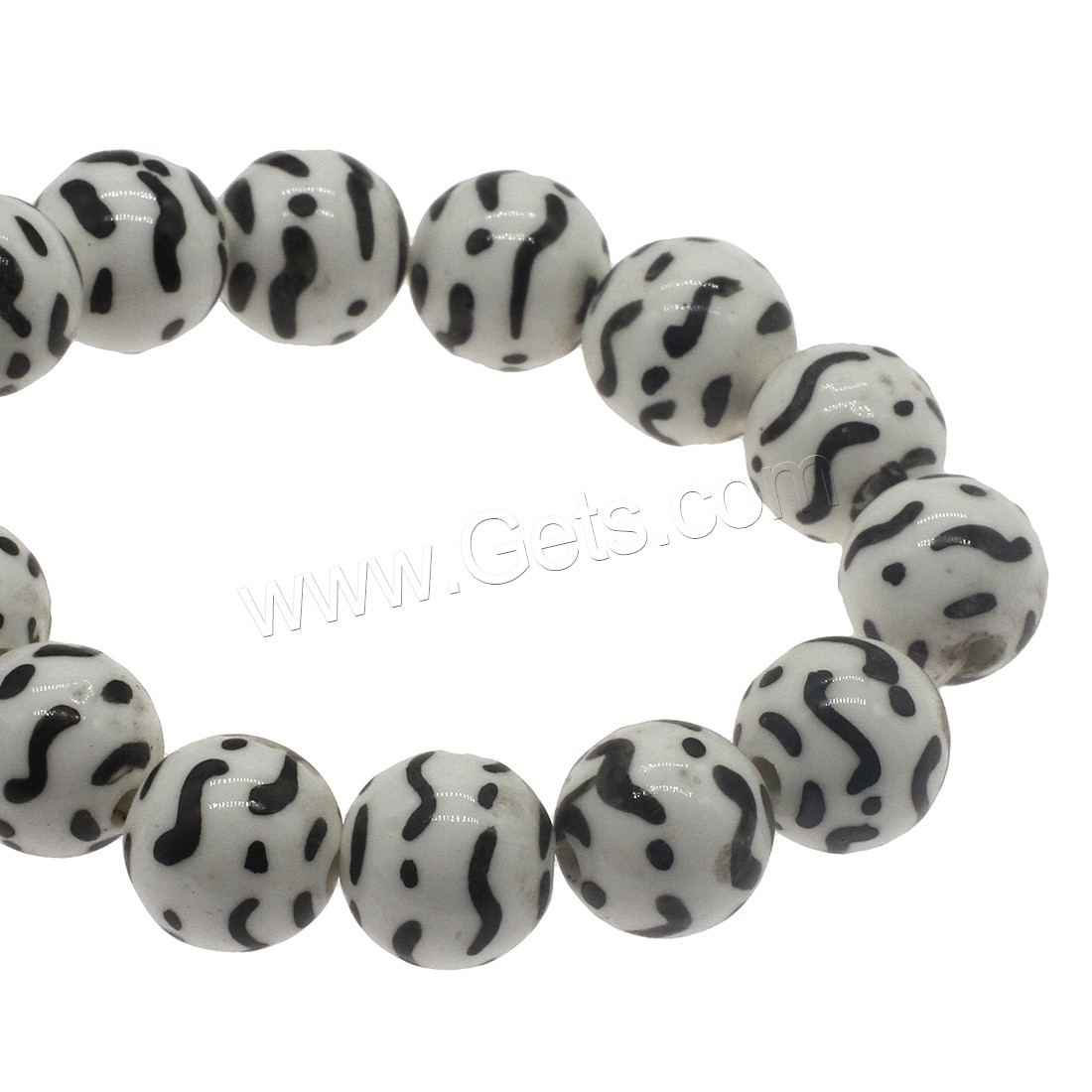 Porcelain Bead, Round, different size for choice, white and black, Hole:Approx 2.6mm, Approx 200PCs/Bag, Sold By Bag