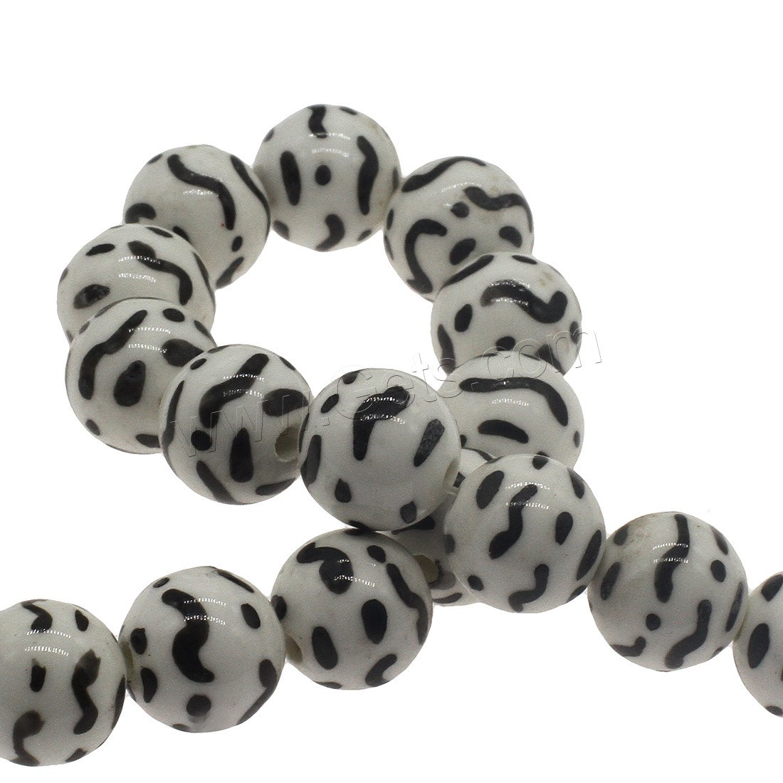 Porcelain Bead, Round, different size for choice, white and black, Hole:Approx 2.6mm, Approx 200PCs/Bag, Sold By Bag