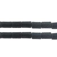 Revestimiento Porcelana bolas, Columna, agujero largo, Negro, 16*10mm, agujero:aproximado 4mm, aproximado 200PCs/Bolsa, Vendido por Bolsa