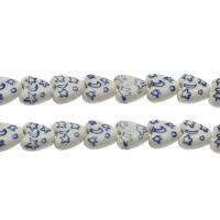 Revestimiento Porcelana bolas, Corazón Aplanada, azul, 14*14mm, agujero:aproximado 3mm, aproximado 200PCs/Bolsa, Vendido por Bolsa