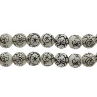 Revestimiento Porcelana bolas, Esférico, agujero largo, en blanco y negro, 16mm, agujero:aproximado 3.5mm, aproximado 200PCs/Bolsa, Vendido por Bolsa