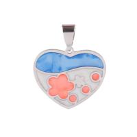 Stainless Steel Heart Pendants, epoxy gel, multi-colored 