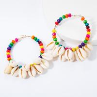 Zinc Alloy Hoop Earring, with Shell, plated, fashion jewelry & for woman, multi-colored 