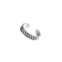 Plata de ley 925 Anillo de dedo Cuff, chapado en color de plata antigua, Joyería & para mujer, 3.5mm, tamaño:4.5, Vendido por UD