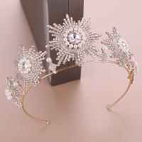 Bridal Tiaras, Zinc Alloy, with ABS Plastic Pearl, gold color plated, for woman & with rhinestone 