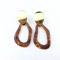 Pendientes asimétricos, resina, acero inoxidable aguja de pendiente, Patrón Geométrico, para mujer, 5parespareja/Par, Vendido por Par