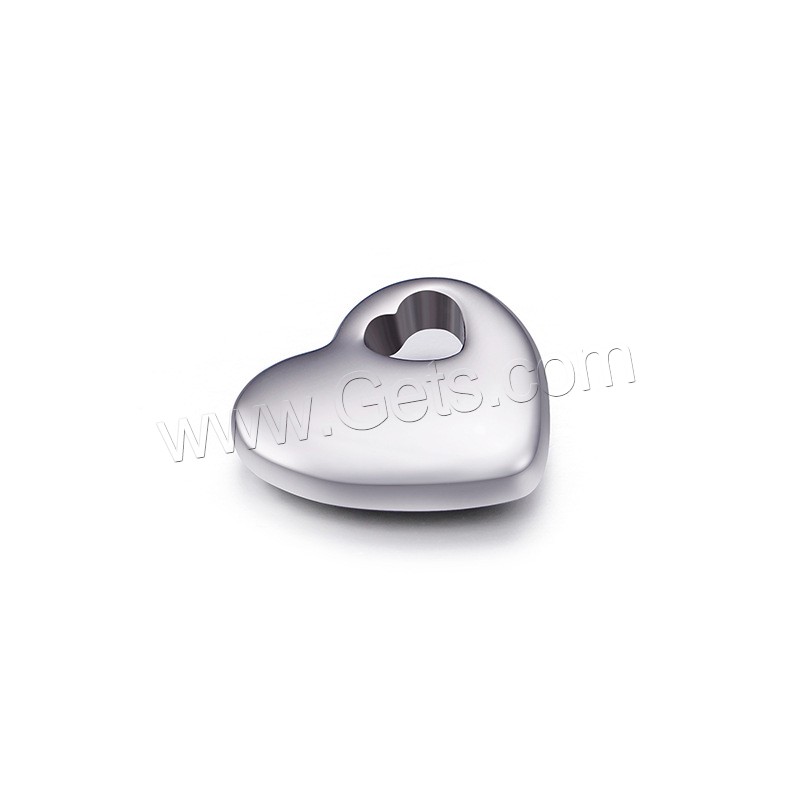 pendentifs de cœur en inox , acier inoxydable, coeur plat, Placage, normes différentes pour le choix, plus de couleurs à choisir, Trou:Environ 4mm, 5PC/lot, Vendu par lot